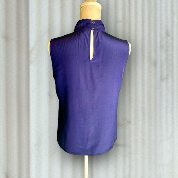 Ted Baker London ‘Syna’ Scarf Neck 100% Silk Sleeveless Top US Size 6 in Indigo - Picture 11 of 14